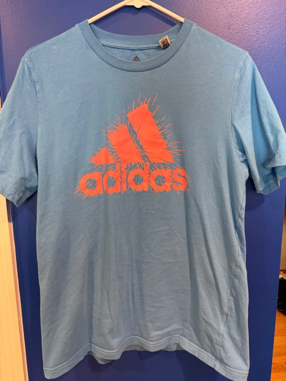 adidas Light Blue Tee with Bright Orange Logo